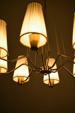 Hans Bergstr m Hans Bergstr m Brass Fabric Ceiling Lamp by ASEA 1950s - 4642785