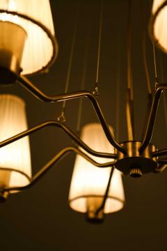 Hans Bergstr m Hans Bergstr m Brass Fabric Ceiling Lamp by ASEA 1950s - 4642803