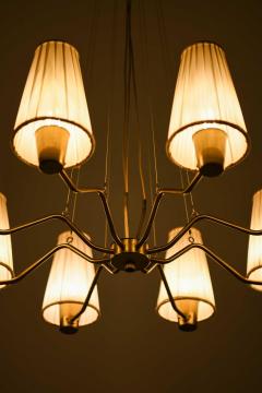 Hans Bergstr m Hans Bergstr m Brass Fabric Ceiling Lamp by ASEA 1950s - 4642810