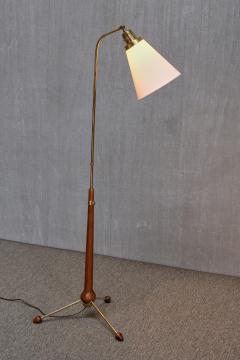 Hans Bergstr m Hans Bergstr m Brass and Elm Floor Lamp Model 547 Atelj Lyktan Sweden 1940s - 4750914