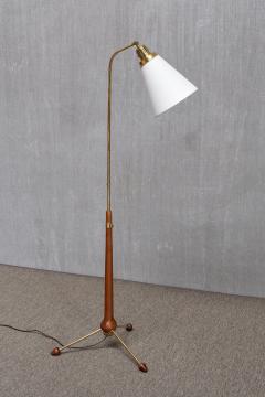 Hans Bergstr m Hans Bergstr m Brass and Elm Floor Lamp Model 547 Atelj Lyktan Sweden 1940s - 4750931