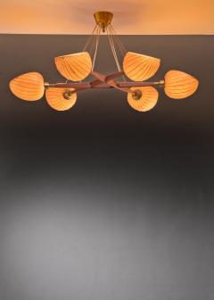 Hans Bergstr m Hans Bergstrom large chandelier with six shades - 2970034