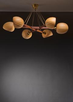 Hans Bergstr m Hans Bergstrom large chandelier with six shades - 2970036