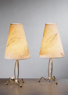 Hans Bergstr m Pair of Hans Bergstr m brass table lamps - 4774891