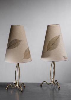 Hans Bergstr m Pair of Hans Bergstr m brass table lamps - 4774892