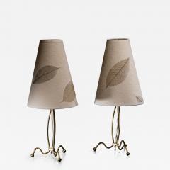 Hans Bergstr m Pair of Hans Bergstr m brass table lamps - 4775216