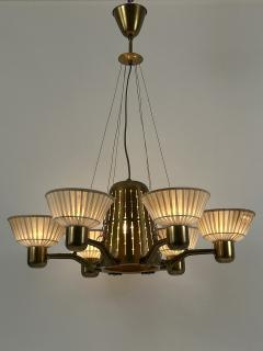 Hans Bergstr m Rare Mid Century Modern Six Armed Chandelier by Hans Bergstr m Sweden 1950s - 4712895