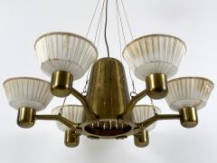 Hans Bergstr m Rare Mid Century Modern Six Armed Chandelier by Hans Bergstr m Sweden 1950s - 4712897