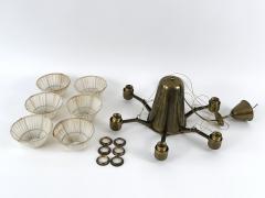 Hans Bergstr m Rare Mid Century Modern Six Armed Chandelier by Hans Bergstr m Sweden 1950s - 4712901