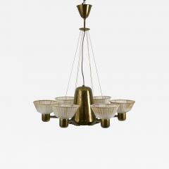 Hans Bergstr m Rare Mid Century Modern Six Armed Chandelier by Hans Bergstr m Sweden 1950s - 4714625