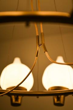 Hans Bergstr m Scandinavian Modern Ceiling Lamp in Brass Opaline Glass by Hans Bergstr m - 4759005