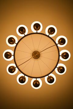 Hans Bergstr m Scandinavian Modern Ceiling Lamp in Brass Opaline Glass by Hans Bergstr m - 4759009