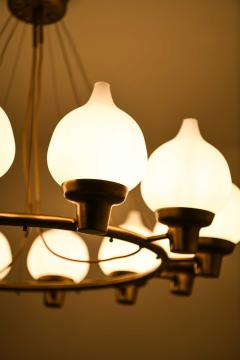Hans Bergstr m Scandinavian Modern Ceiling Lamp in Brass Opaline Glass by Hans Bergstr m - 4759019