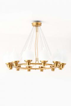 Hans Bergstr m Scandinavian Modern Ceiling Lamp in Brass Opaline Glass by Hans Bergstr m - 4760447