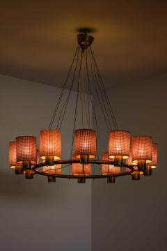 Hans Bergstr m Scandinavian Modern Ceiling Lamp in Brass and Cane by Hans Bergstr m 1940s - 4744182