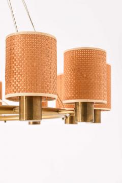 Hans Bergstr m Scandinavian Modern Ceiling Lamp in Brass and Cane by Hans Bergstr m 1940s - 4744231
