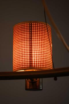 Hans Bergstr m Scandinavian Modern Ceiling Lamp in Brass and Cane by Hans Bergstr m 1940s - 4744240
