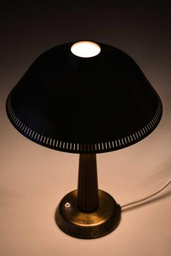 Hans Bergstr m Scandinavian Modern Table Lamp in Brass Mahogany by Hans Bergstr m 1950s - 4758863