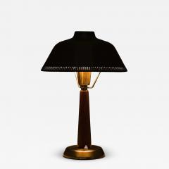 Hans Bergstr m Scandinavian Modern Table Lamp in Brass Mahogany by Hans Bergstr m 1950s - 4760395