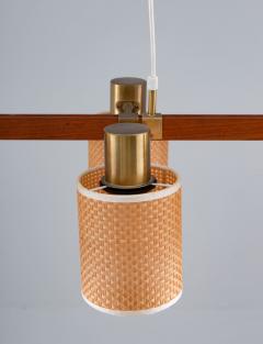 Hans Bergstr m Swedish Midcentury Ceiling Lamp by Hans Bergstr m in Brass Teak and Rattan - 1353821