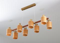 Hans Bergstr m Swedish Midcentury Ceiling Lamp by Hans Bergstr m in Brass Teak and Rattan - 1353823