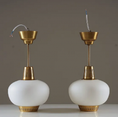 Hans Bergstr m Swedish Pendants in Brass and Glass by Hans Bergstr m for Atelj Lyktan - 3396344