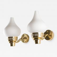 Hans Bergstr m Swedish Wall Lamps in Brass and Opaline Glass by Hans Bergstr m for ASEA - 903862