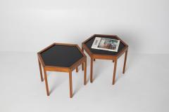 Hans C Andersen Set 2 Hans C Andersen Danish modern Teak Hexagon Stacking End Tables - 4440401