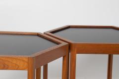 Hans C Andersen Set 2 Hans C Andersen Danish modern Teak Hexagon Stacking End Tables - 4440402