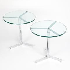 Hans Eichenberger Pair Of Alpha Side Tables In Polished Chrome And Glass 1970s - 1526461