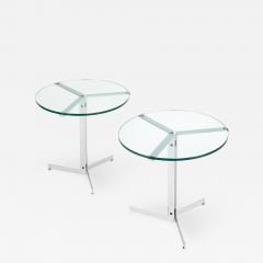 Hans Eichenberger Pair Of Alpha Side Tables In Polished Chrome And Glass 1970s - 1529682