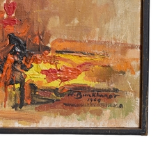 Hans Gustav Burkhardt Hans Gustav Burkhardt Mid Century 1969 Signed Abstract Original Oil Painting - 4702496