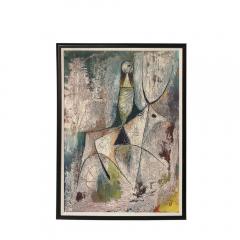 Hans Jaenisch Mid Century Modernist Abstract Figure Oil on Paper Painting signed Hans Jaenisch - 4514269