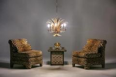 Hans K gl 1940s Hollywood Regency Hans K gl Gilt Sheaf of Wheat Five Arm Chandelier - 2992363