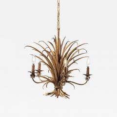 Hans K gl 1940s Hollywood Regency Hans K gl Gilt Sheaf of Wheat Five Arm Chandelier - 2996127