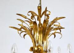 Hans K gl Hans K gl XL Hollywood Regency Wheat Floral Bouquet Gilt Iron Chandelier 1970s - 4067936