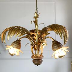 Hans K gl Hans Kogl Palm Leaf Chandelier with Capiz Shell Lamp Shades - 3032137