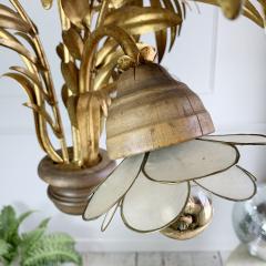 Hans K gl Hans Kogl Palm Leaf Chandelier with Capiz Shell Lamp Shades - 3032141