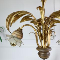 Hans K gl Hans Kogl Palm Leaf Chandelier with Capiz Shell Lamp Shades - 3032144