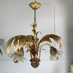 Hans K gl Hans Kogl Palm Leaf Chandelier with Capiz Shell Lamp Shades - 3032145