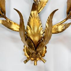 Hans K gl Set of 3 Large Original Hans Kogl 1970s Gilt Leaf Wall Lights - 3524446