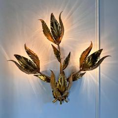 Hans K gl Set of 3 Large Original Hans Kogl 1970s Gilt Leaf Wall Lights - 3524453