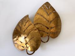 Hans K gl Set of Two Large Mid Century Double Monstera Leaf Sconces by Hans K gl 1970s - 4472477