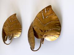 Hans K gl Set of Two Large Mid Century Double Monstera Leaf Sconces by Hans K gl 1970s - 4472479
