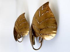 Hans K gl Set of Two Large Mid Century Double Monstera Leaf Sconces by Hans K gl 1970s - 4472481