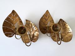 Hans K gl Set of Two Large Mid Century Double Monstera Leaf Sconces by Hans K gl 1970s - 4472483