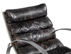 Hans Kaufeld Leather and Brushed Aluminum Mid Century Rocking Chair - 1993241
