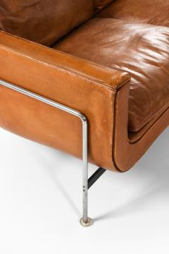 Hans Kaufeld Very Rare Cognac Colored Leather Sofa by Jacques Brule 1963s - 4443590