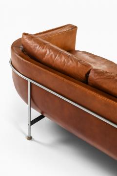 Hans Kaufeld Very Rare Cognac Colored Leather Sofa by Jacques Brule 1963s - 4443598