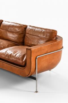 Hans Kaufeld Very Rare Cognac Colored Leather Sofa by Jacques Brule 1963s - 4443601